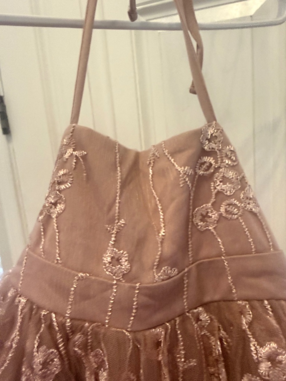 Indie Blue Fiona Lace Maxi Halter Dress Size 4T, lavender pink color!
